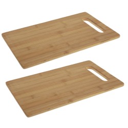 2x stuks snijplank bamboe hout rechthoek met handvat 36 cm - Snijplanken