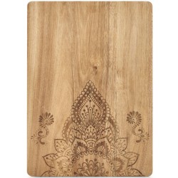 1x Rechthoekige houten snijplanken met mandala print 40 cm - Snijplanken