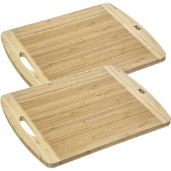 2x Stuks snijplank met handvat 40 x 30 cm van bamboe hout - Snijplanken