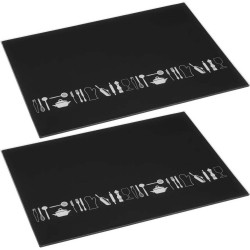 2x Stuks snijplank rechthoek zwart met print 40 x 30 cm van glas - Snijplanken