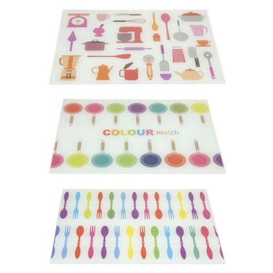 Snijplank glas colour match 30X40cm 3ass